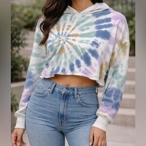 Aeropostale Multi Color Tie Dye Crop Top oversized Sweatshirt
